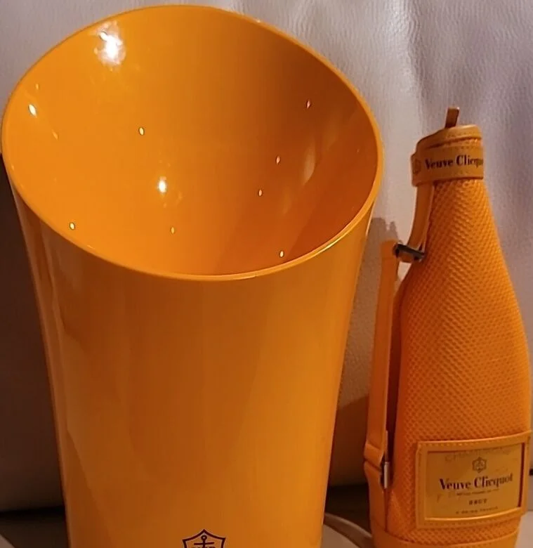 Veuve Clicot" orange champagne bucket and cooler - Maison Déco Lumière