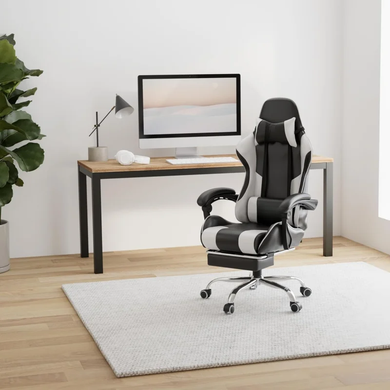 Adjustable gaming chair with footrest and lumbar support - Maison Déco Lumière