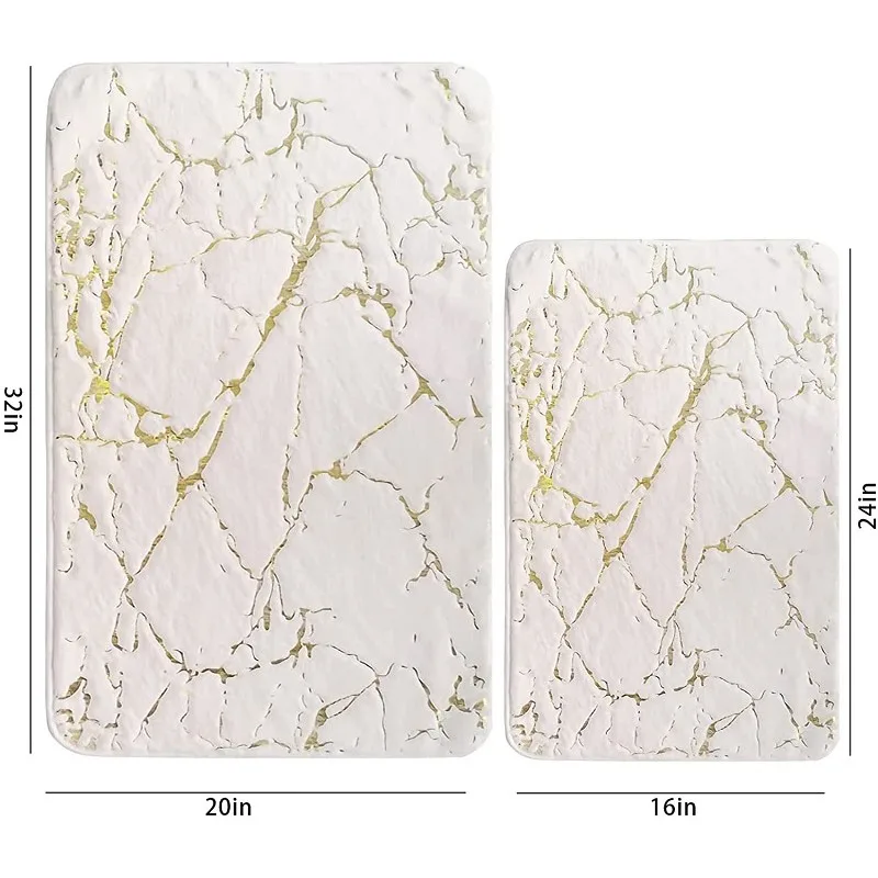 Marble effect bath mat with gold edging - Maison Déco Lumière