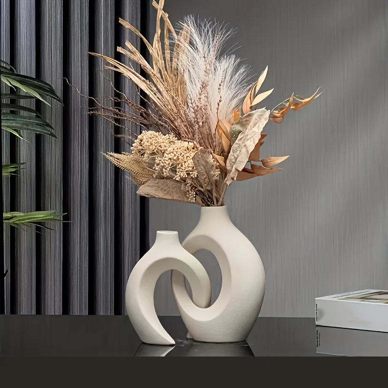 Ceramic vases with asymmetric opening - Maison Déco Lumière