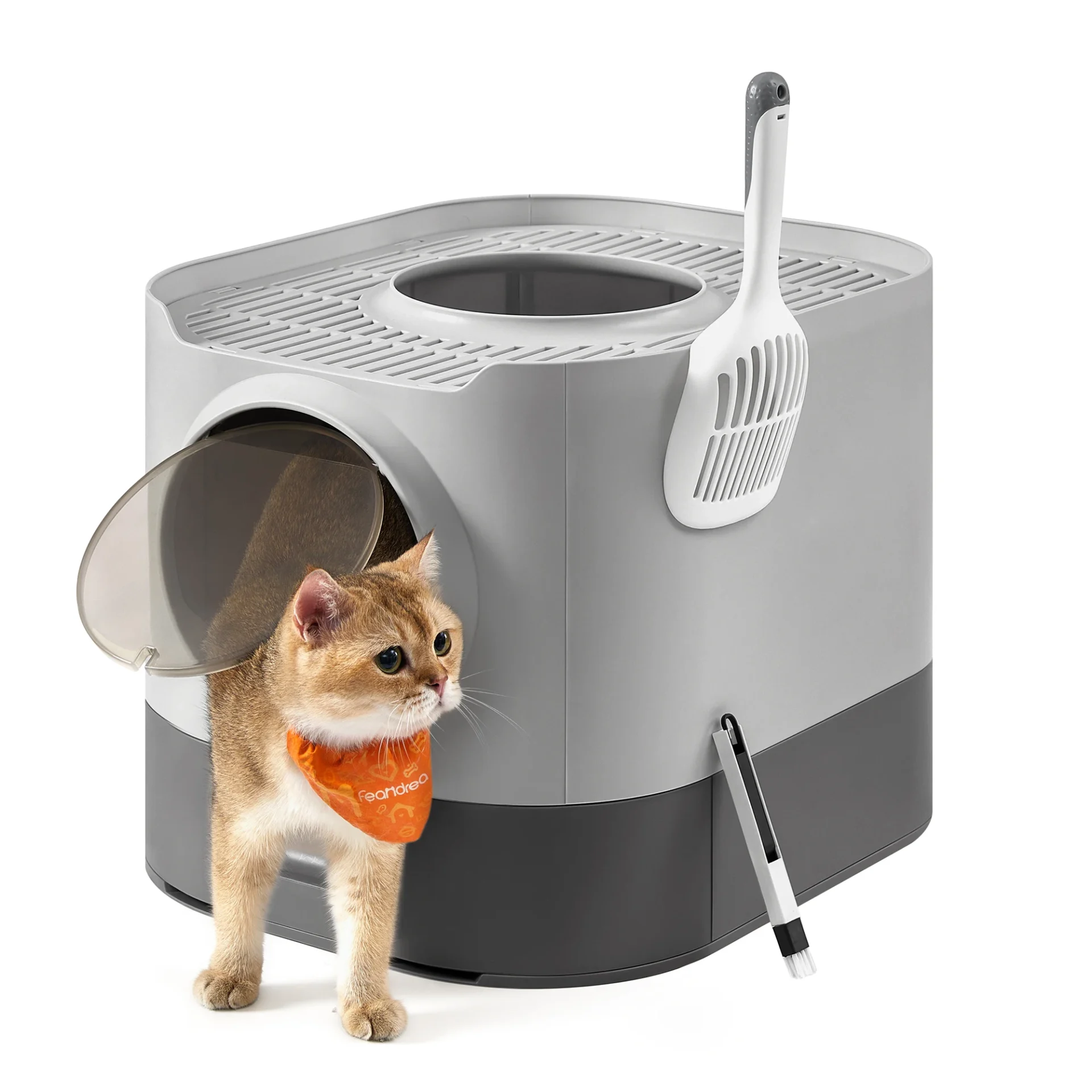 Grey anti-odour litter box with removable tray - Maison Déco Lumière