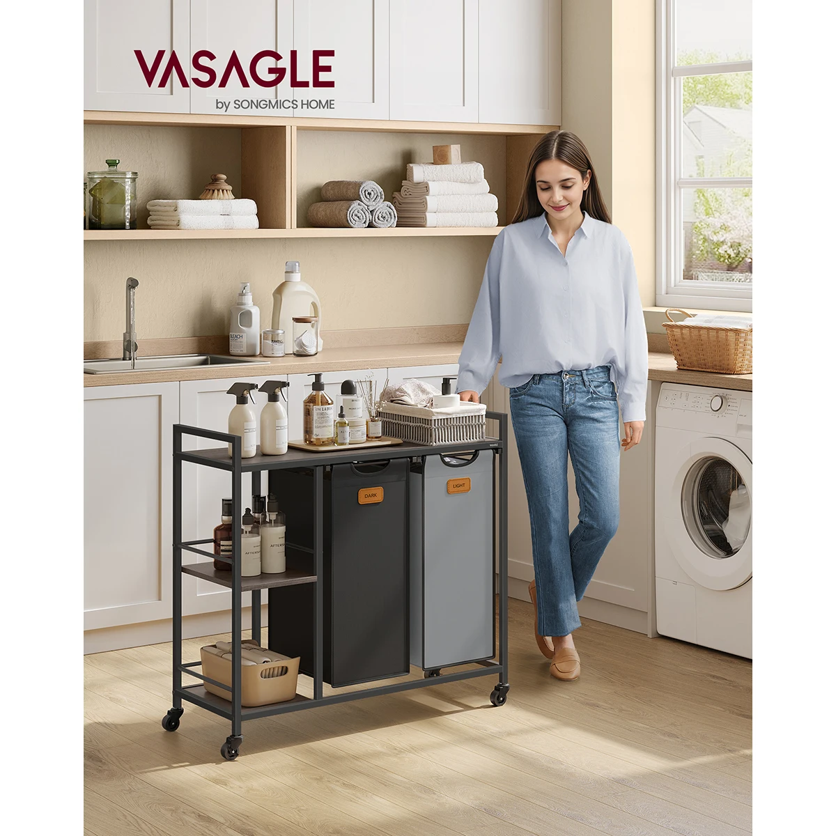 Storage unit with 2 laundry bags - 100 L, - Maison Déco Lumière
