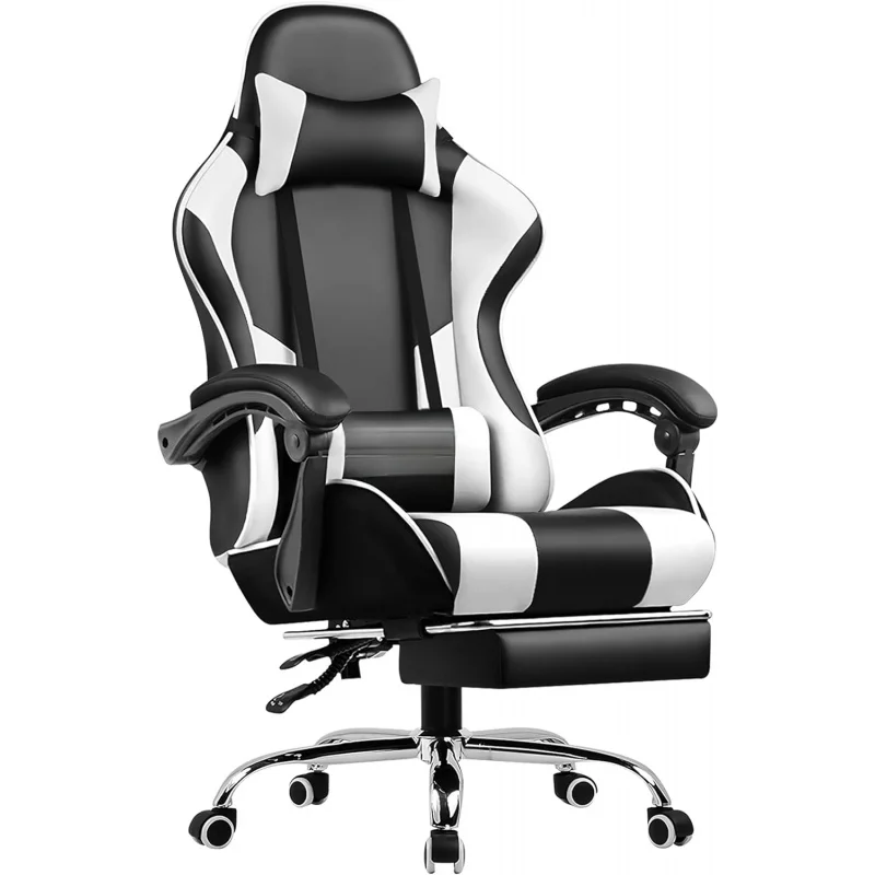 Adjustable gaming chair with footrest and lumbar support - Maison Déco Lumière